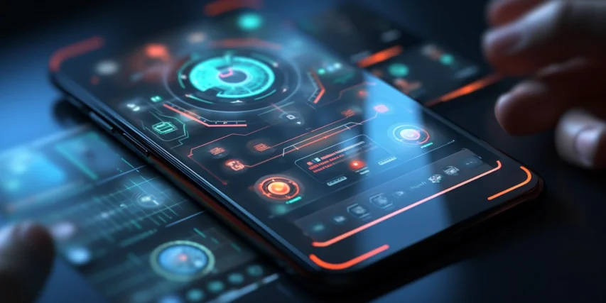 genera un movil con muchas aplicaciones futuristas